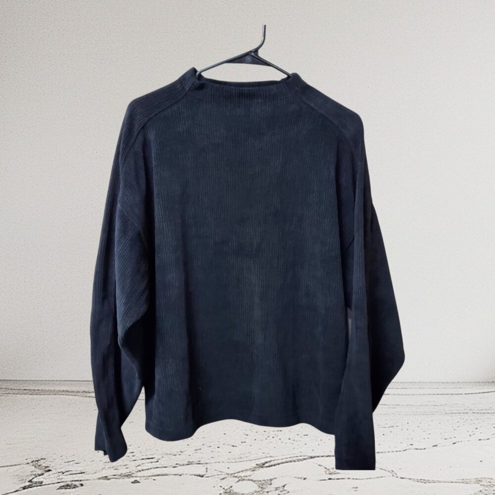 Madewell Black Striped Jacquard Funnelneck Pullover Top Size Large - Picture 2 of 8